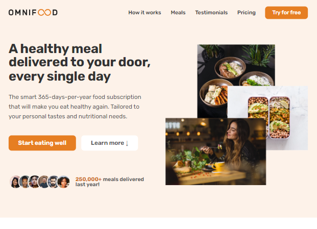 Landing Page Of Diet Startup